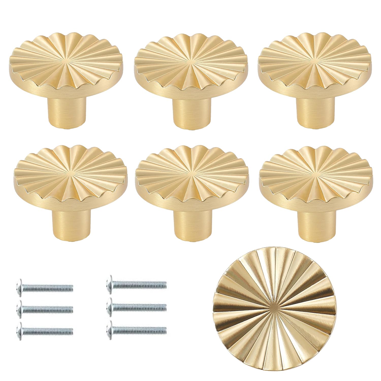 OBABO 6 Pack Gold Cabinet Knobs, Vintage Cabinet Ring Pulls Dresser Handles Furniture Hardware for Kitchen Cupboard Drawers Closet Door,Easy to Install (Style1)