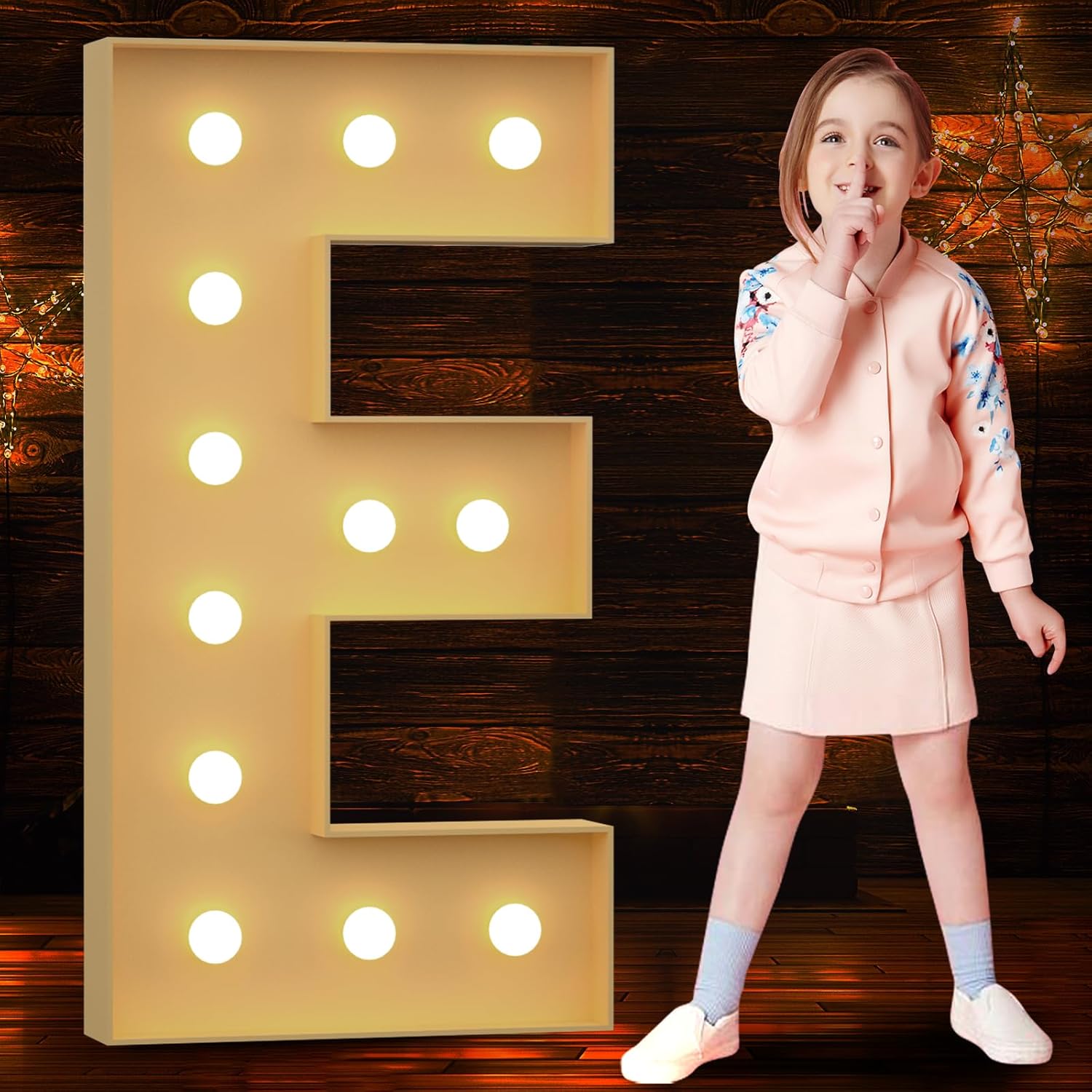 4FT Marquee Light Up Letter E, Large DIY Giant Letter for Baby Shower, Birthday Party Backdrop Decor, Wedding Engagement Party, Pre-Cut Foam Board