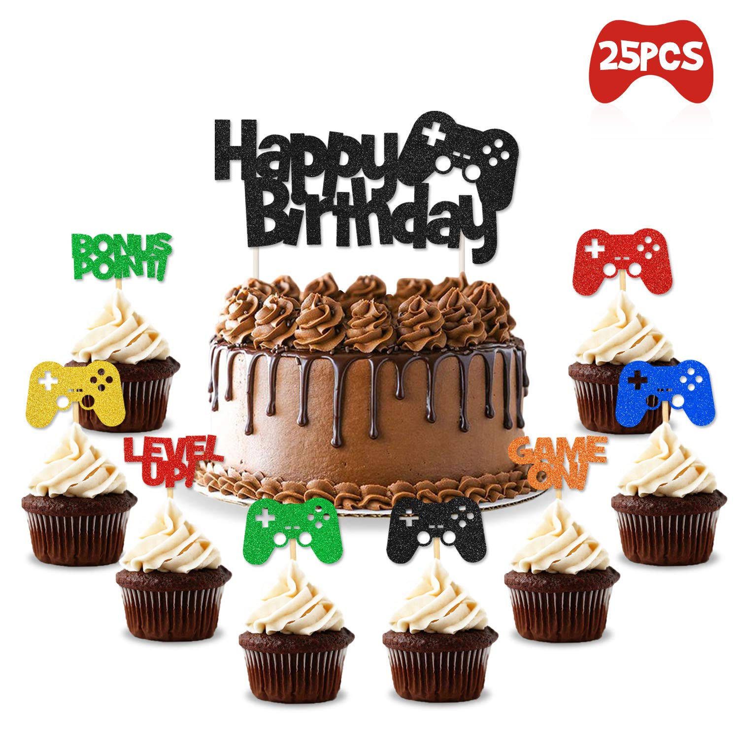25 PCS Video Gaming Party Cake & Cupcake Toppers Gamer Party Supplies Video  Game Party Supplies Game Fans Party Favors - Buy Online - 153878040