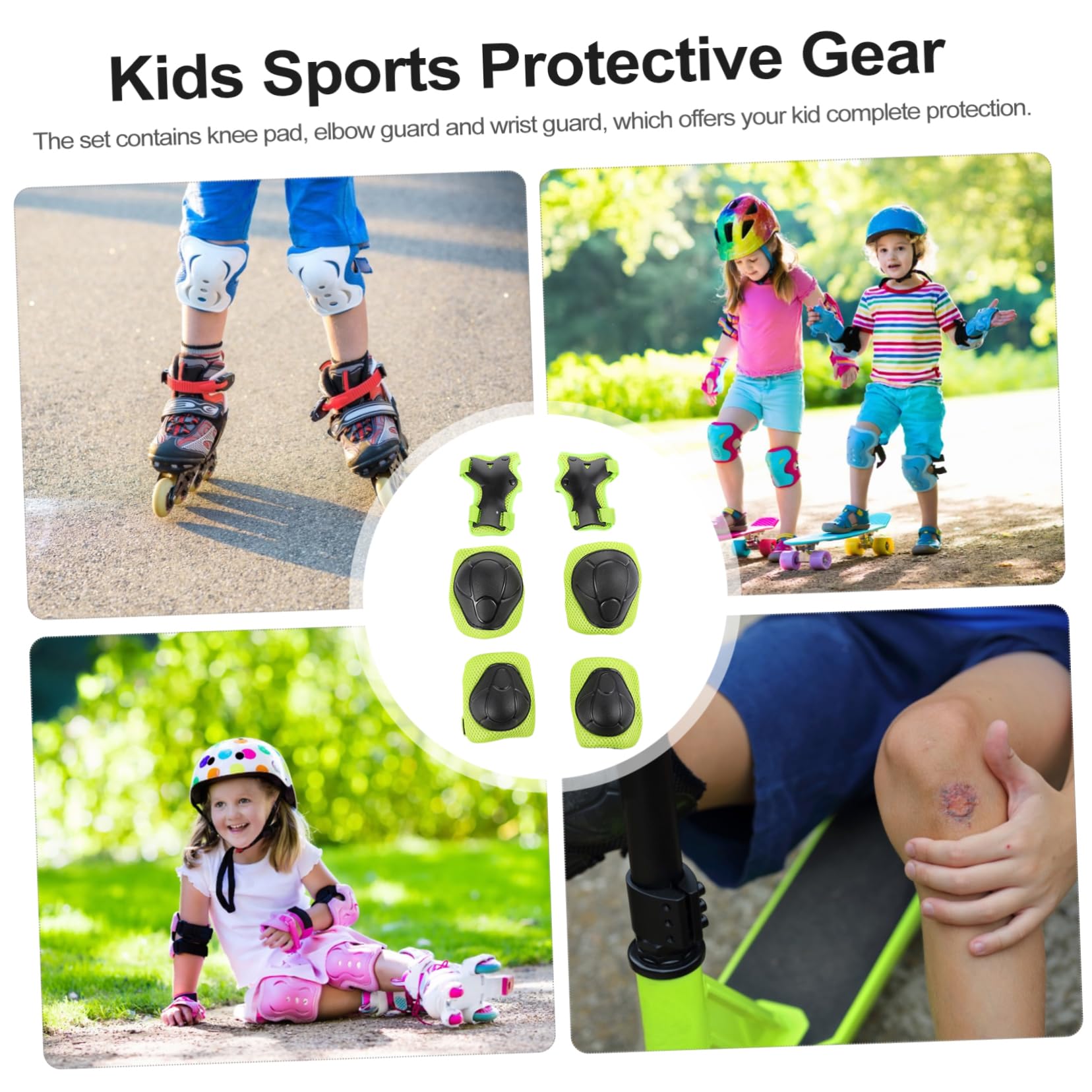 BRIGHTFUFU 1Set Protective Gear Elbow Pads Knee Pads and Wrist Guards for Skating and Outdoor Sports Lightweight and Comfortable Design for Boys