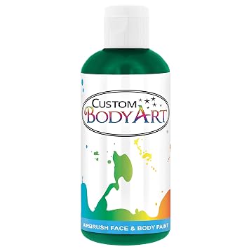 Custom Body Art 8 oz Emerald Water-Based Air Brush Paint for Skin - Face & Body Airbrush Paint for Halloween, Cosplay, Theatrical Makeup & Temporary Tattoos