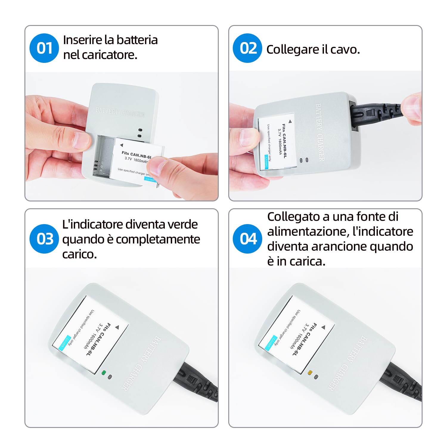 NB-6L/NB-6LH CB-2LY Caricabatterie Compatibile con Canon PowerShot SX540 HS, SX530 HS, SX520 HS, SX510 HS, SX500 HS, SX170 IS, SX700 HS, SX710 HS, SX610 HS, SX600 HS, S120, D20, D30, S90