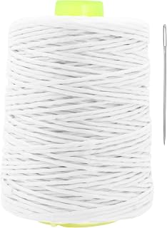 Mandala Crafts 2mm White Waxed Whipping Twine with Needle - 164 Yards Marine Sail Twine for Tie Dye String, Lashing, Tying, Lacing Cord, Macrame, Jewelry Making, and DIY Crafts