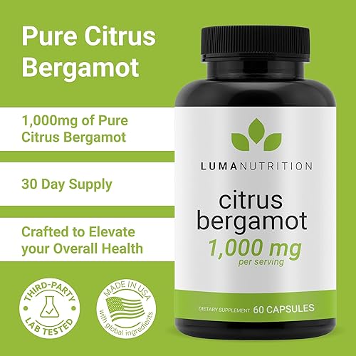 Miniatura 2 de Luma Nutrition Citrus Bergamota 1000mg - Suplemento de bergamota cítrica - Hecho en los Estados Unidos - Propiedad de veteranos - 60 cápsulas