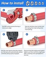Vista 4 de Anillos de abrazadera de cincha PEX de 1/2 pulgada - 30 accesorios Pex de acero inoxidable para conexiones de tubería PEX