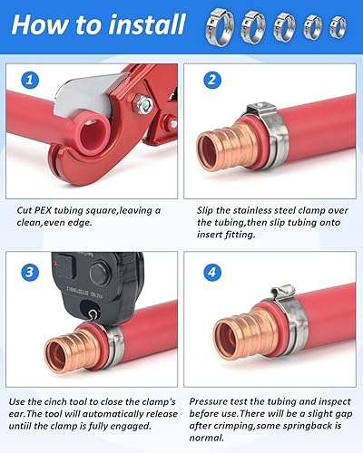 Miniatura 4 de Anillos de abrazadera de cincha PEX de 12 pulgada - 30 accesorios Pex de acero inoxidable para conexiones de tubería PEX