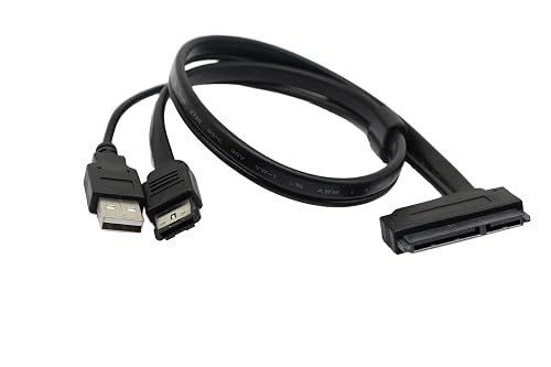 SinLoon 2.5'' Hard Disk Drive SATA 22Pin to eSATA Data 5V USB Powered Cable Adapter for Optimized for SSD, Support UASP 