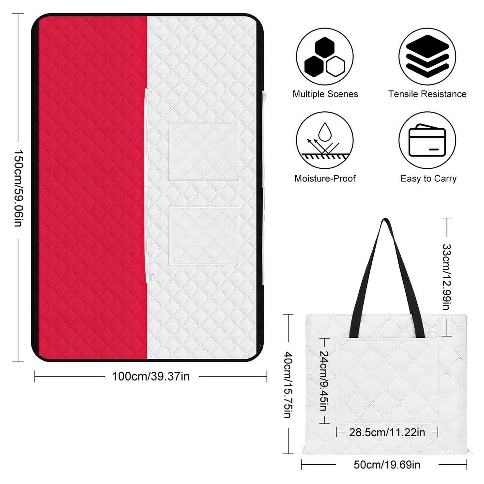 Poland Flag Picnic Blankets,Portable Waterproof Foldable Picnic Mat,Sandproof Outdoor Mat for Park Picnic Blanket Accessories for Adults