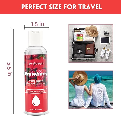 Miniatura 11 de YOSPOSS Lubricante a base de agua con sabor a fresa, 8 onzas líquidas, lubricante personal suave y sedoso para mujeres, hombres y parejas, sin