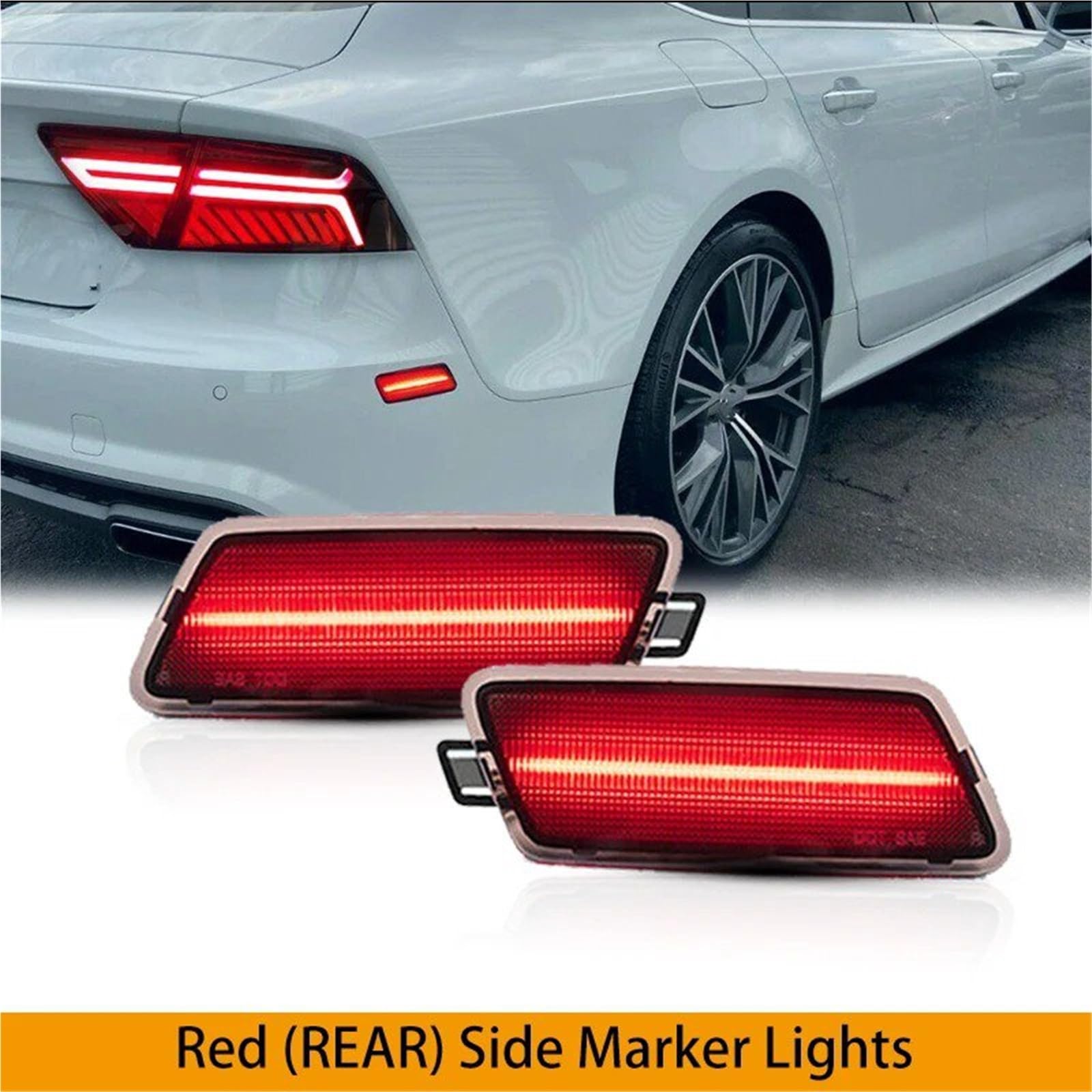 Spia luminosa Ambra/Rosso Full LED T10 Luce Posizione Laterale Per 2012 2013 2014 2015-2018 Per A7 S7 RS7 Indicatore Direzione/DRL Lampade Posizione Laterali(4pc Amber Red)