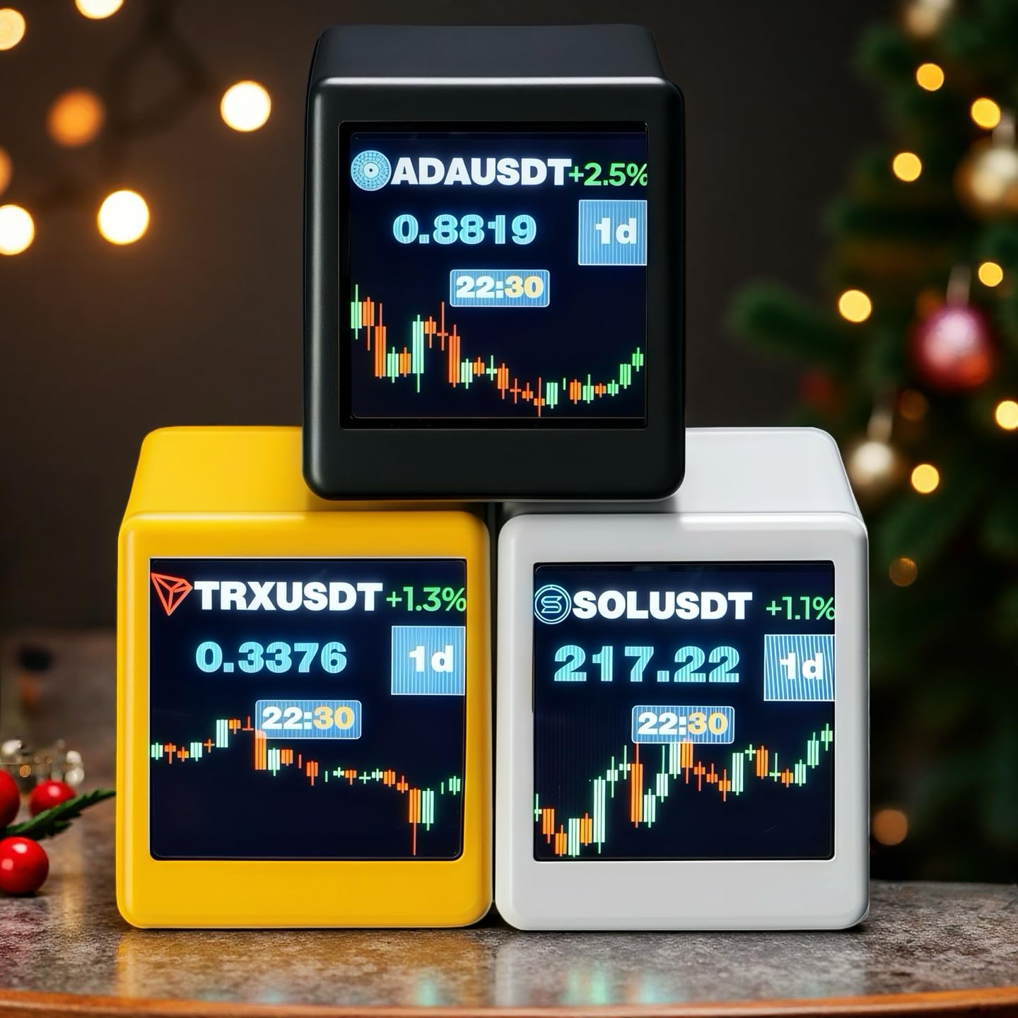 Criptovalute in tempo reale, azioni statunitensi e display oro con meteo, orologio e foto, regalo creativo per marito, fidanzato o donne