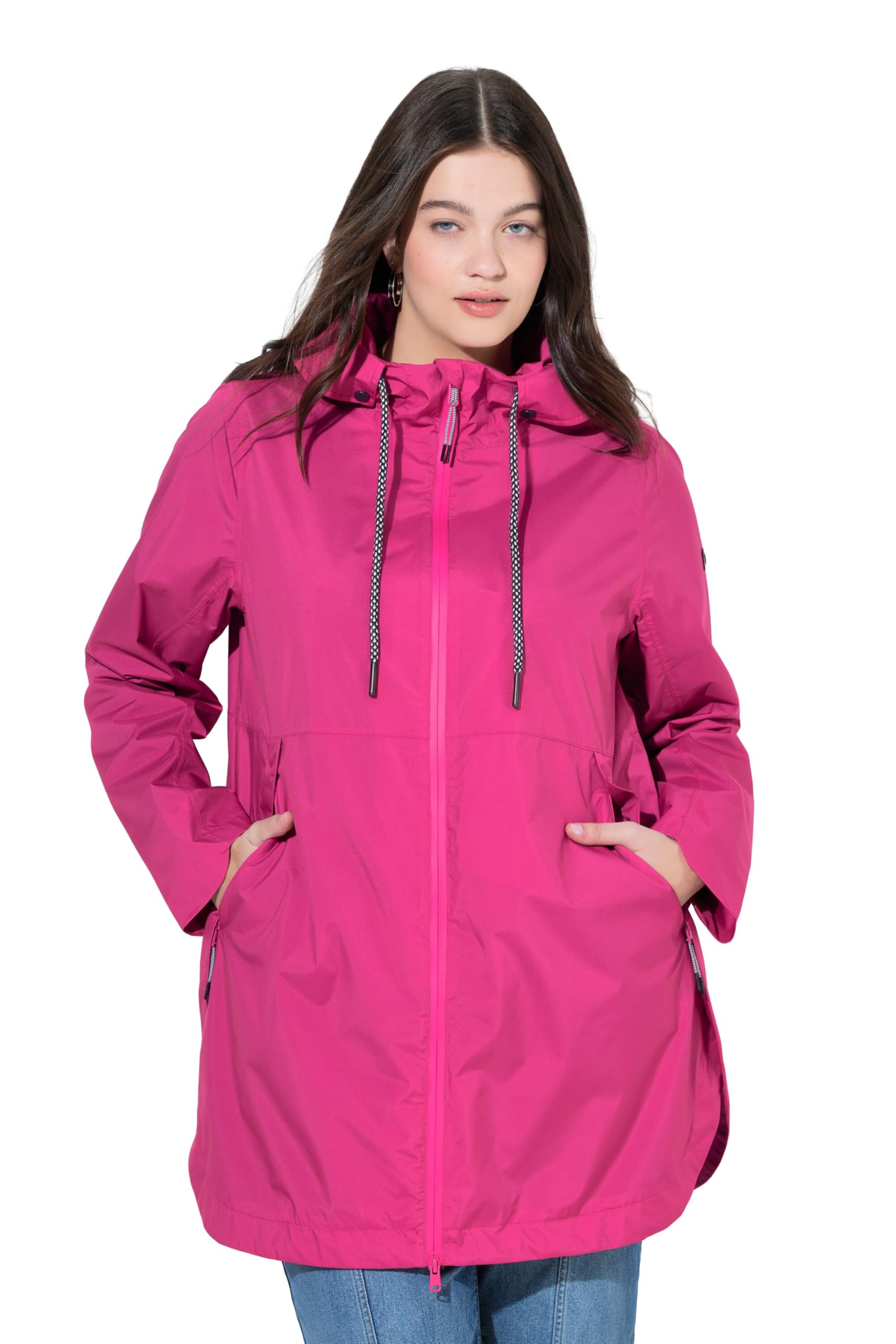 Ulla Popken Damen große Größen Übergrößen Plus Size HYPRAR Leicht-Funktionsjacke, wasserdicht, A-Linie, Kapuze 844038