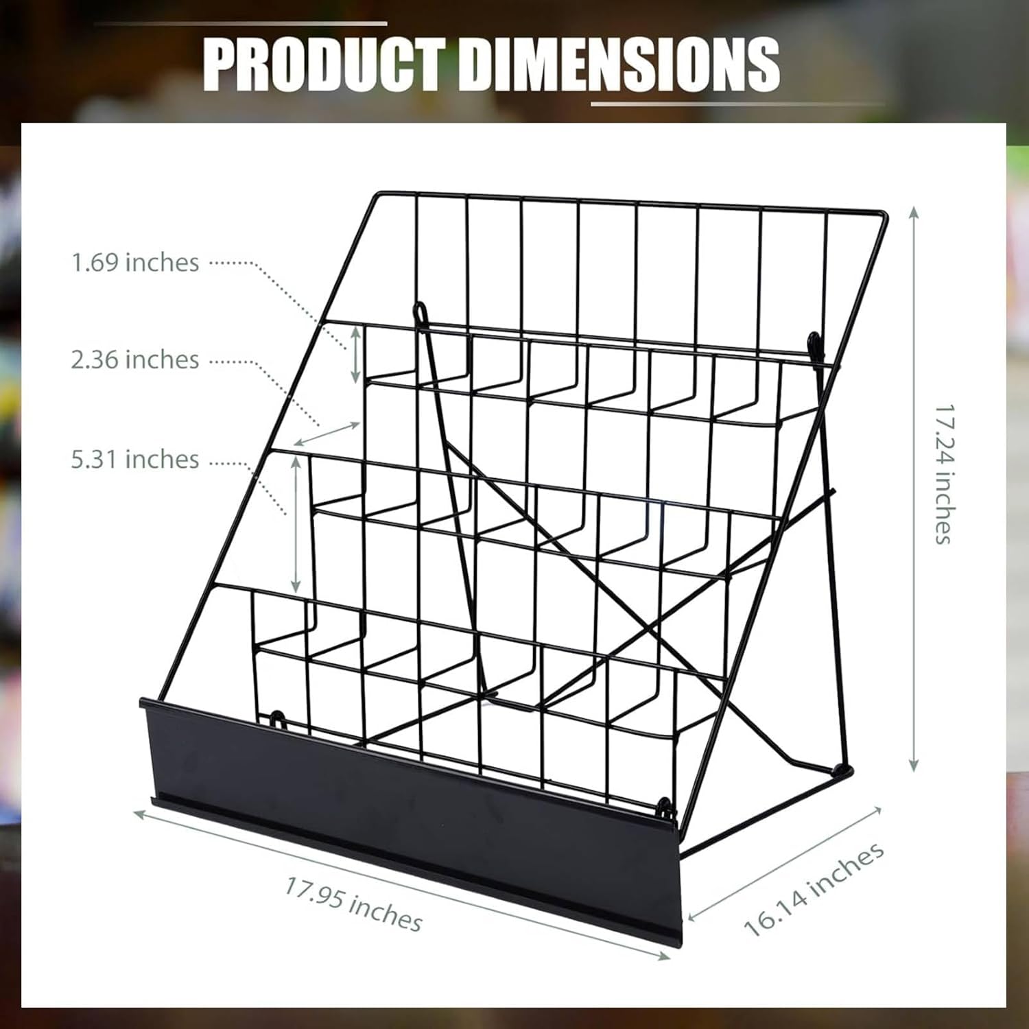 4-Tier Tabletop Book Display Rack, Magazine and CD Holder, 16.14 x 17.95 x 17.24 inches