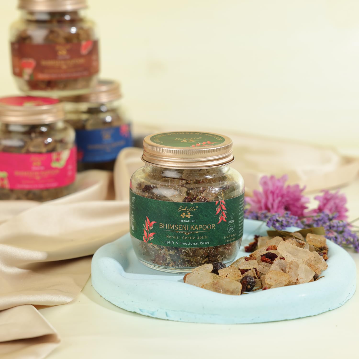 Boketto Life Pure Original Bhimseni Camphor Kapoor Mix -Neroli - 150gms | for Puja Aromatherapy | Refreshing Fragrance Neutralizes Negative Energy | Diffuser & Mosquito Repellent | Pacha Karpooram 1