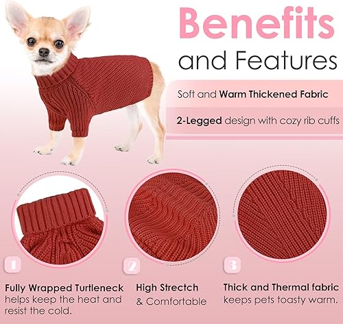Vista 15 de AOFITEE Suéter XL para perro, suéter de Navidad para perros medianos, niñas y niños, suéter de punto liso, suéter de cuello alto para perros