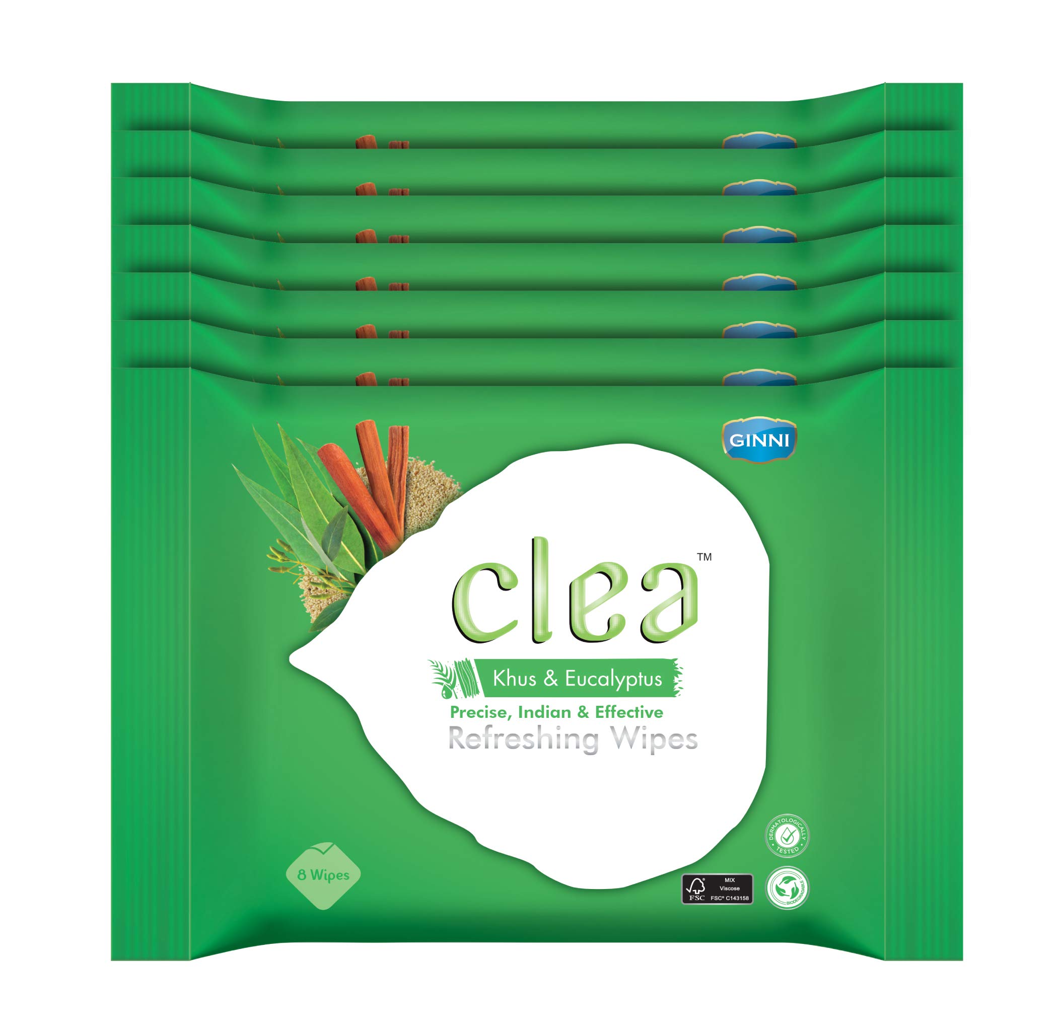 Clea Khus & Eucalyptus Refreshing Wet Wipes for Face - Cooling, Rejuvenating, Controls Sweat, Antioxidant-Rich, Keeps Skin Fresh - Pack of 7 (8 Wipes in Each Pack, Wipe Size :- 150mm x 140mm)-image-41