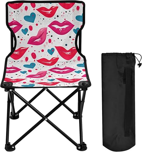 Al aire libre plegable rojo rosa labios día de San Valentín sillas de camping para adultos silla de camping portátil silla de césped ligera 202a5120
