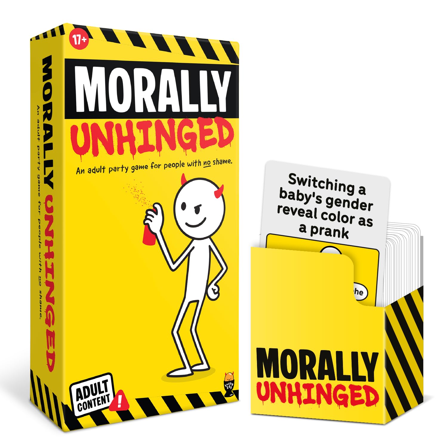 Lucky Egg Morally Unhinged Party Game - Dark Humor Card Game for Adults, Funny Dilemma Game for Game Night, 2–8 Players, Ages 17+, 150 Cards