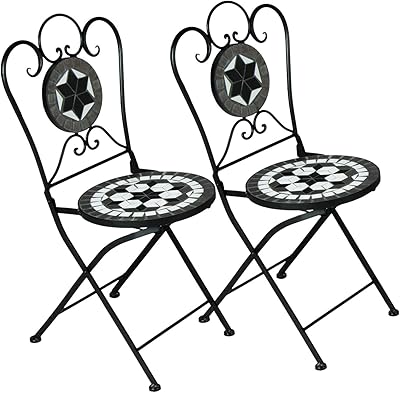 Deuba Set de 2 Sillas Mosaico »Oriental« Asiento de cerámica Plegables