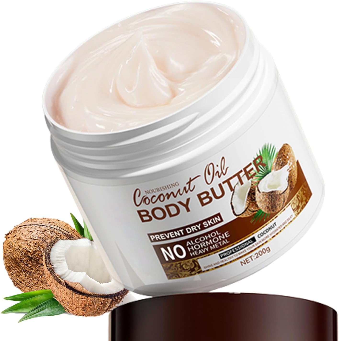 200g Coconut Body Butter for Women – Body Moisturiser for Dry Skin, Deeply Nourishes, Soothes, and Hydrates for Silky Smooth Skin，Body Skincare Coconut Cream, Daily Skincare Routine