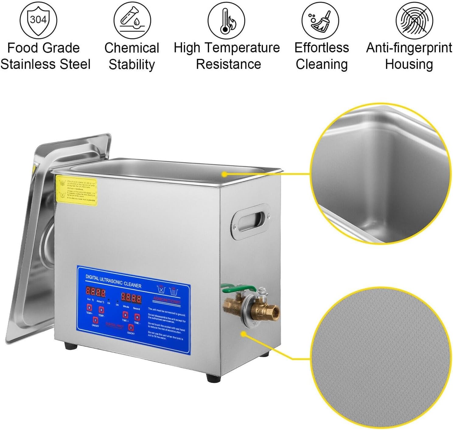 超音波洗浄機、 超音波クリーナー 6L ジュエリークリーニング 200 ワットステンレス鋼機械産業クリーニング機器ジュエリー真鍮メガ 超音波洗浄器、  6L 超音波マシン加熱ステンレス鋼超音波クリーナーバス装置メガネ、ジュエリー、入れ歯、コイン 洗浄 家庭用 超音波 ...