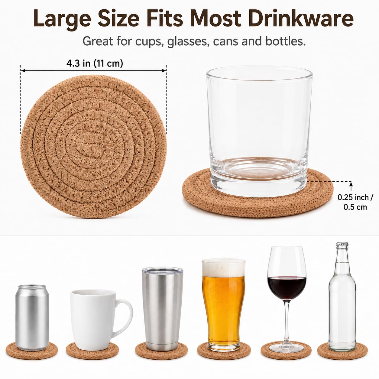 ABenkle 6 posavasos para bebidas, posavasos superabsorbentes, elegantes posavasos redondos hechos a mano para mesa de café, protección de mesa, regalo de inauguración de la casa para decoración del