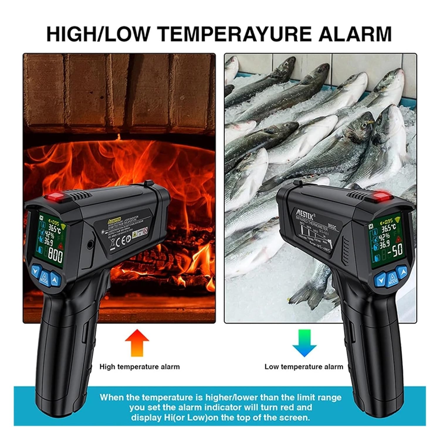 Infrared Thermometer Digital Pyrometer Thermometers Non Contact Laser Thermometer Temperature Gun termometro infrarojo(800A)