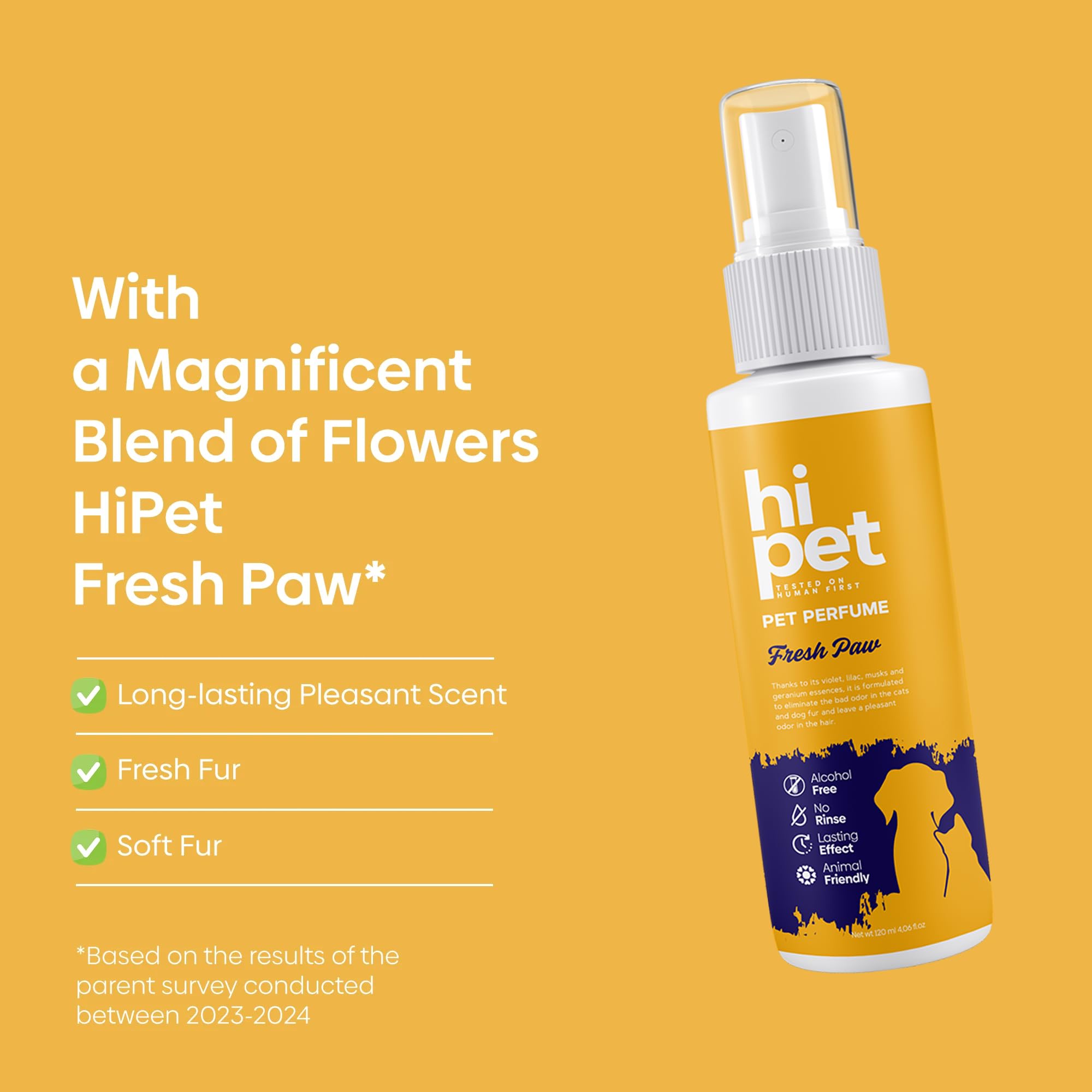Hipet Hi Pet Fresh Paw Pet Perfume, Cat & Dog Perfume Spray Long Lasting, Cat and Dog Cologne to Soften, Shine, Refresh the Coat, 4.06 Fl Oz (Pack of 3)