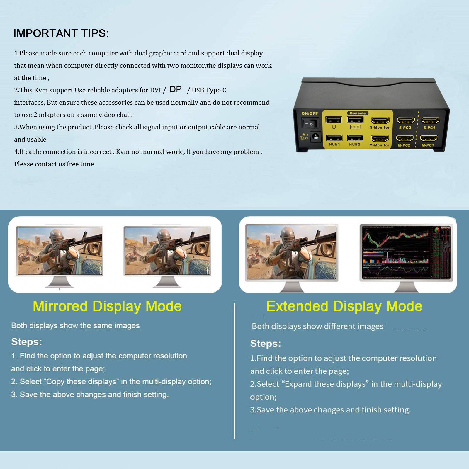 Buy Dual Monitor Kvm Switch HDMI 2 Port,KVM Switch Dual Monitor 4K