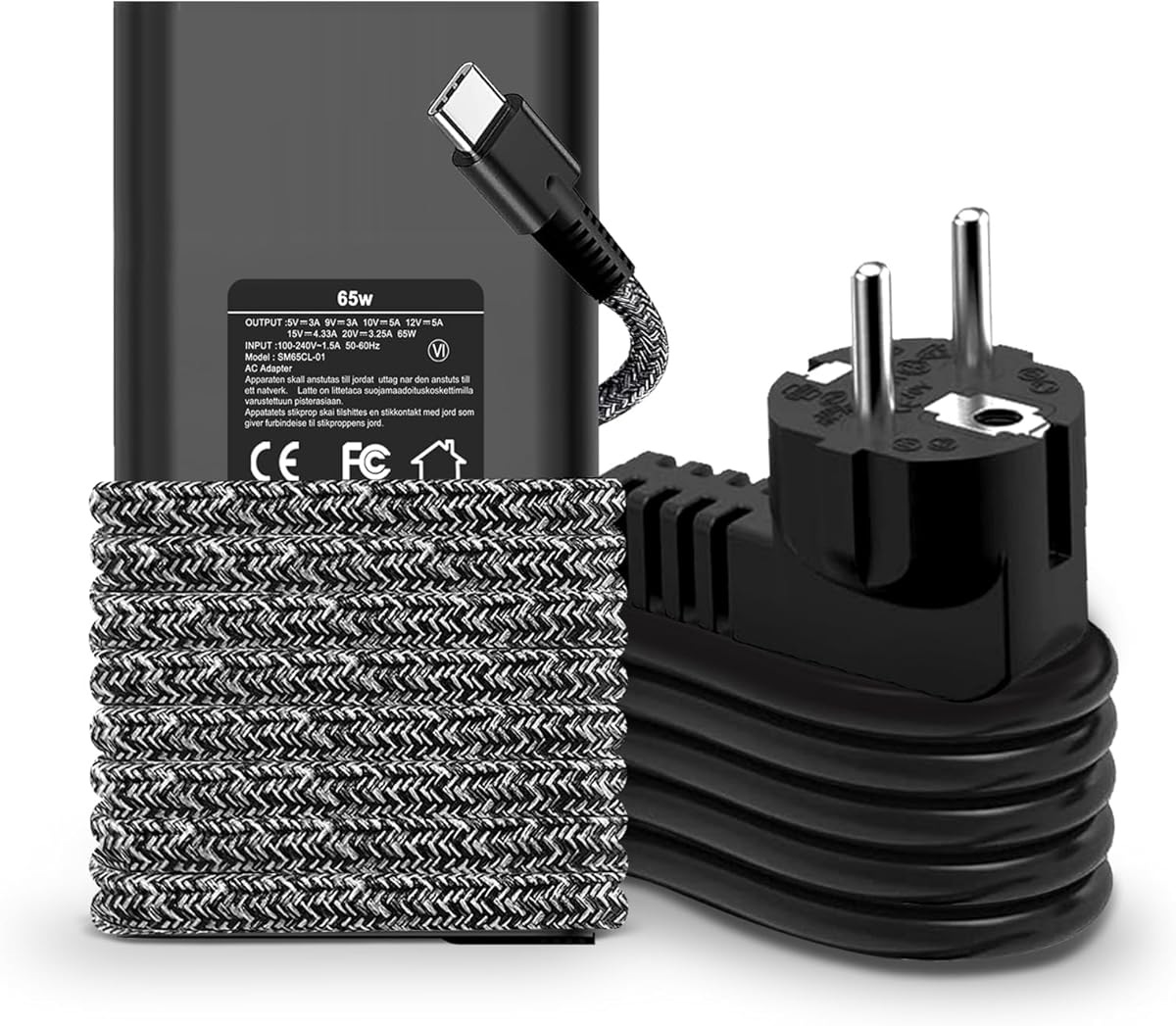 SiKER 65W USB C Cargador Compatible con HP Spectre X360 Elitebook Elite Envy Probook Chromebook Pavilion Tipo C Ordenador Adaptador Corriente