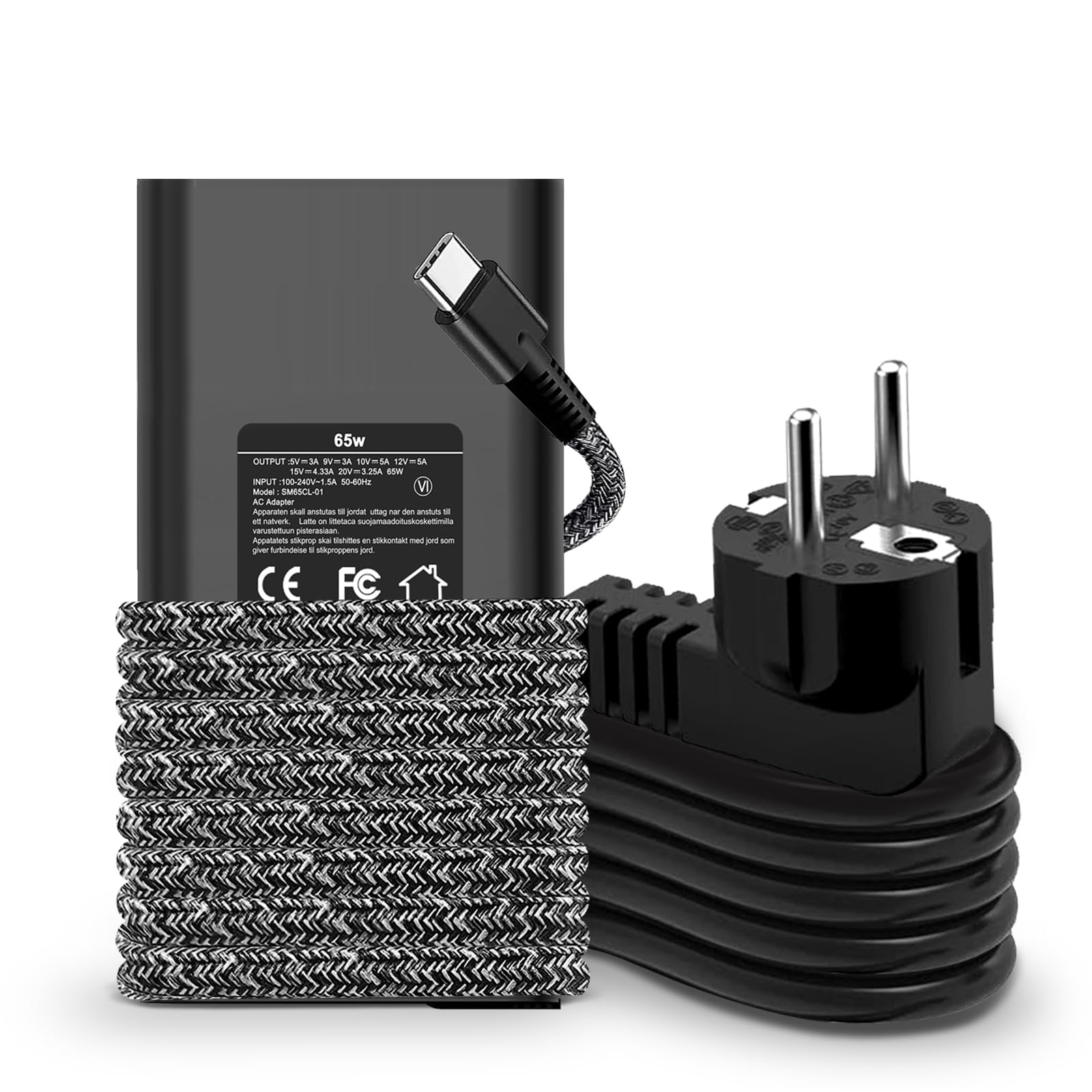 Adattatore di alimentazione per caricabatterie per Laptop HP 65W USB C per HP Spectre X360,,Elebook x360,Chromebook,Ele x2, alimentazione per cavo di alimentazione di tipo C Envy  7