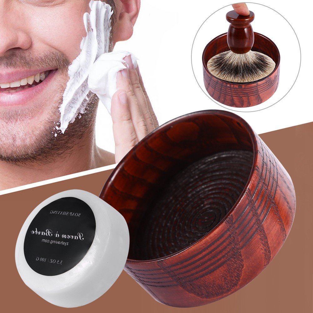 Ciotola di Sapone da Barba per Uomo in Legno di Quercia Naturale - Tazza di Rasoio Detergente, Schiuma e Accessori per la Cura della Barba