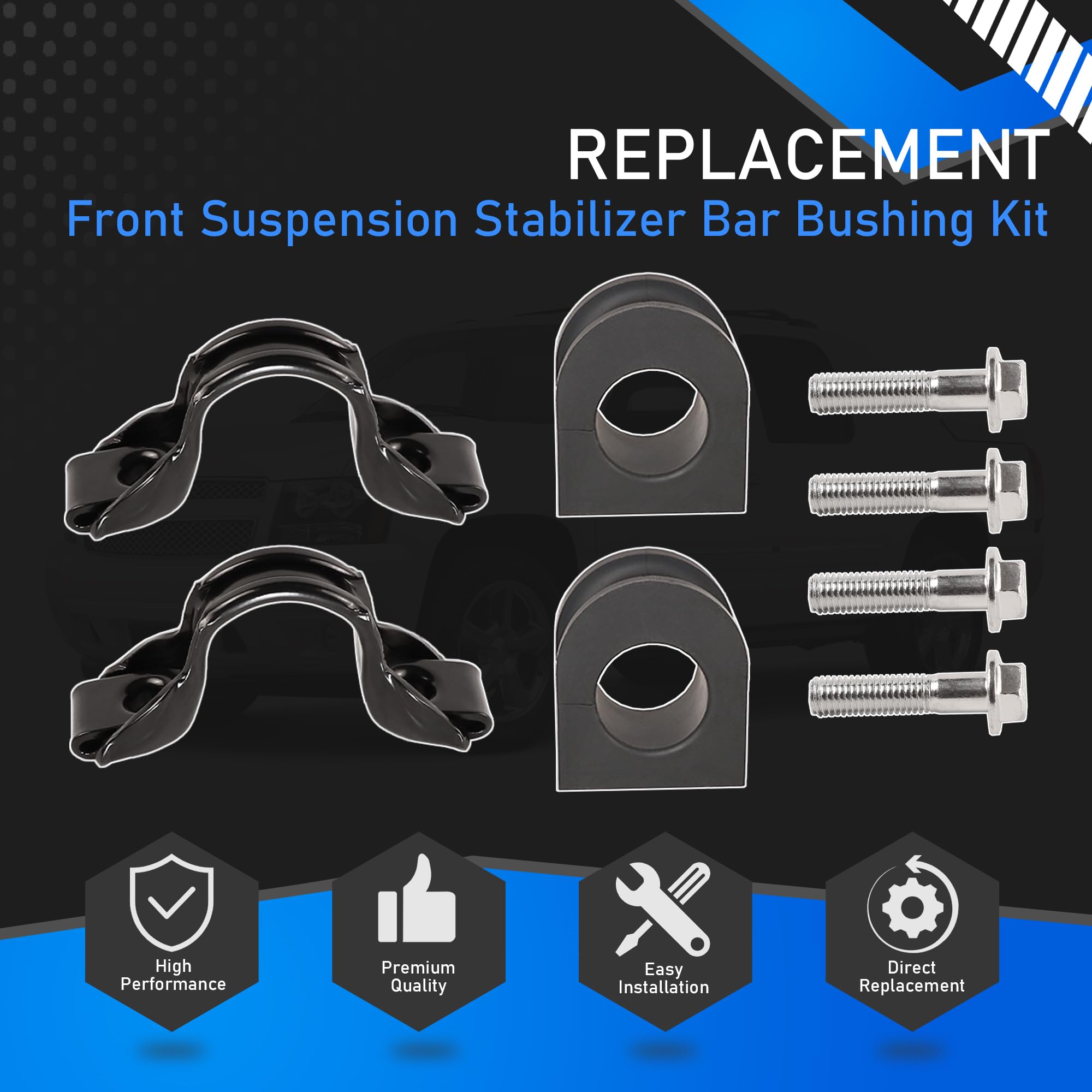 Front Sway Bar Link Bushing Kit - 2PC Set Compatible With 2007-2020 Chevy Silverado/GMC Sierra/Cadillac - View #8