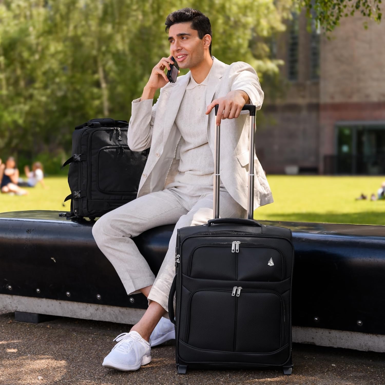 Aerolite 56x45x25 Trolley Koffer easyJet, British Airways, Jet2, Wizz Air Maximum Höchstbetrag 2 Rollen 60L Leichte Handgepäck Bordgepäck Kabinentrolley Reisekoffer Gepäck, 10 Jahre Garantie Schwarz | Für 56x45x25cm easyJet, British Airways, Jet2, 60L, Le