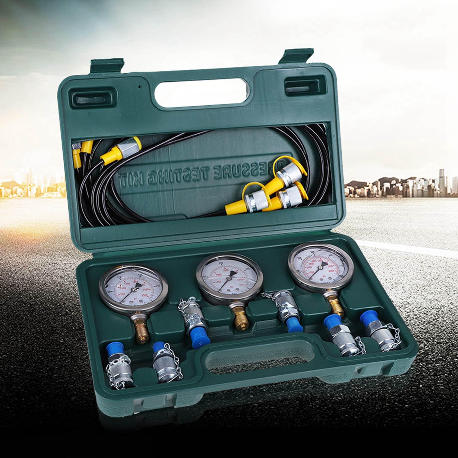 FLEXMAN Hydraulic Pressure Test Kit, 250/400/600Bar Excavator Hydraulic Test Gauge Set, Hydraulic Test Gauge Kit with Testing Hose Coupling, Gauge