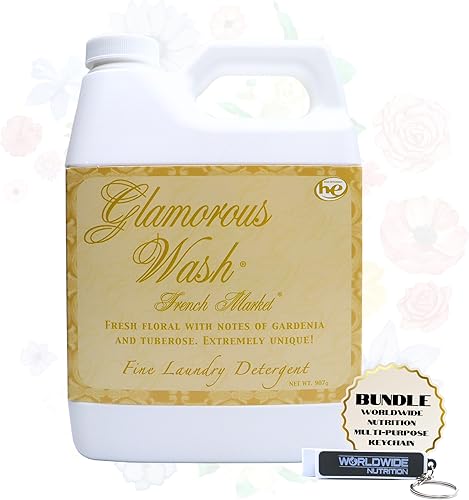 Worldwide Nutrition Paquete, 2 artículos Tyler Glamorous Wash French Market Fine Laundry Detergent líquido - Detergente líquido de lujo para ropa -