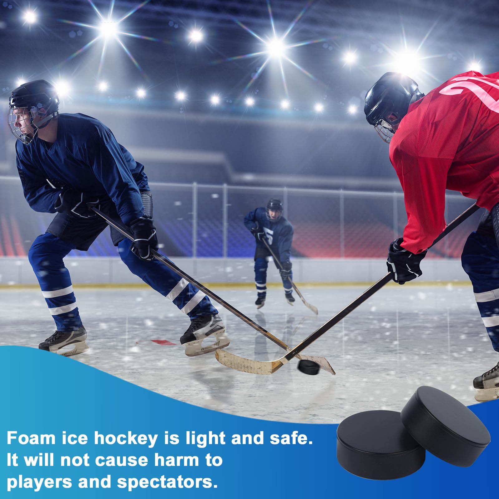 Lot de 16 palets de hockey sur glace – 7,6 x 7,6 x 2,5 cm pour hockey sur étang ou sur la patinoire, équipement de hockey pour pratique et entraînement classique, hockey en mousse pour