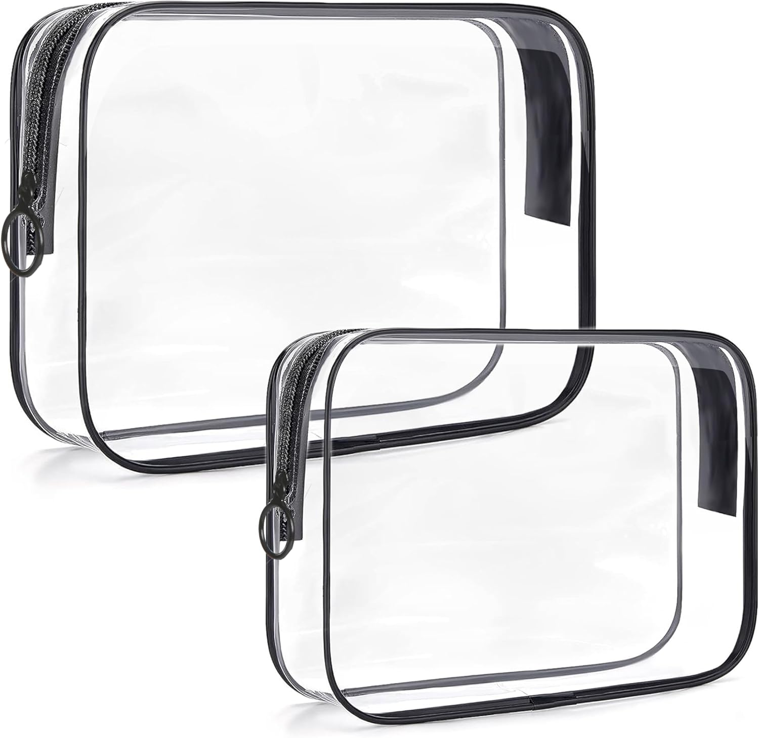 TSA Approved Toiletry Bag,2 Pack Clear Toiletry Bag, Quart Size Travel Essential Bags for Toiletries,Clear Makeup Bag Organizer, Carry on Cosmetic Bags for Women,Black