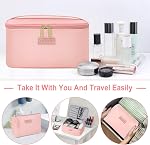 MAANGE Makeup Bag Waterproof Travel Cosmetic Bag PU Leather Cosmetic Pouch Portable Makeup Organizer Bag Large Capacity Toiletry Bag Multifunctional Storage Make Up Bag for Women (Pink, 3Pcs)