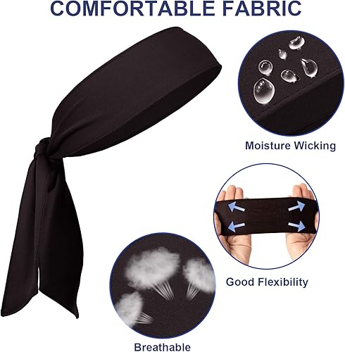 Miniatura 3 de Paquete de 6 diademas para hombre, karate de tenis y ninja, bandas deportivas para hombres y mujeres