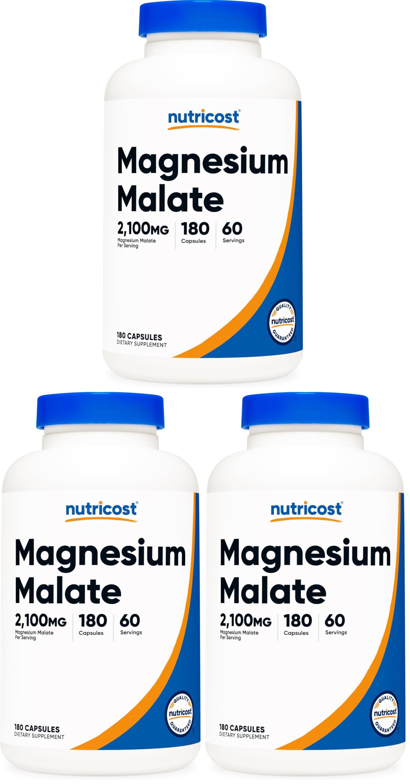 Nutricost Magnesium Malate 2,100mg, 180 Capsules - Vegetarian, Non-GMO, Gluten Free (Pack of 3) 180 Count (Pack of 3)