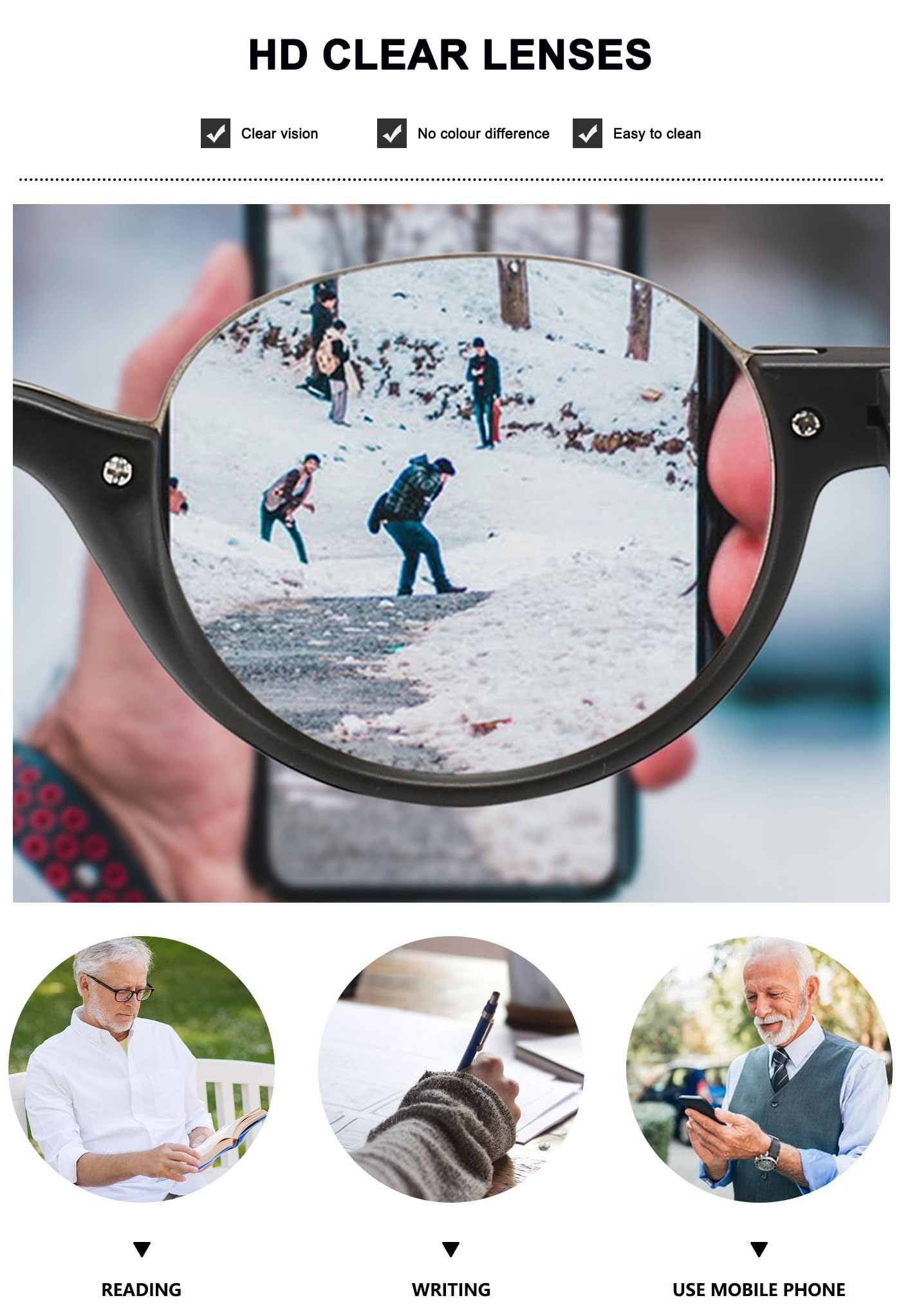 Mode Halbrand Lesebrille Damen Herren Halbrund Klein Halbrahmen Halbbrille mit Stärke Federscharnier Retro Halbmond Lesehilfe Sehhilfe