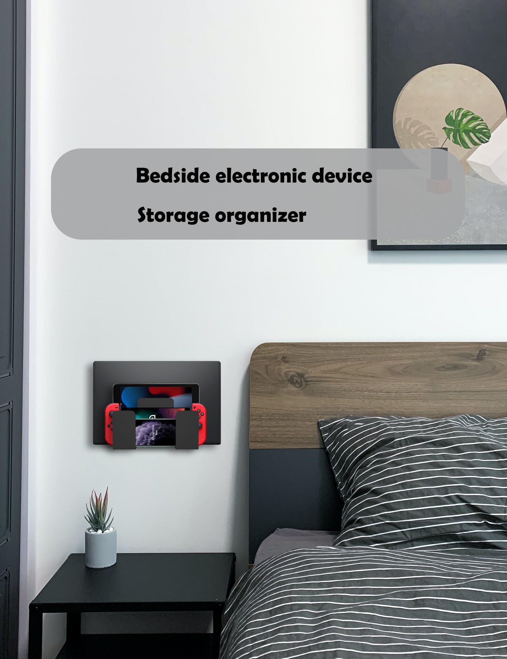 Soporte de pared universal para organizador de oficina para computadora portátil/teclado/tablet/Kindle/router/módem/caja de cable/teléfono celular y más dispositivos pequeños y anchos