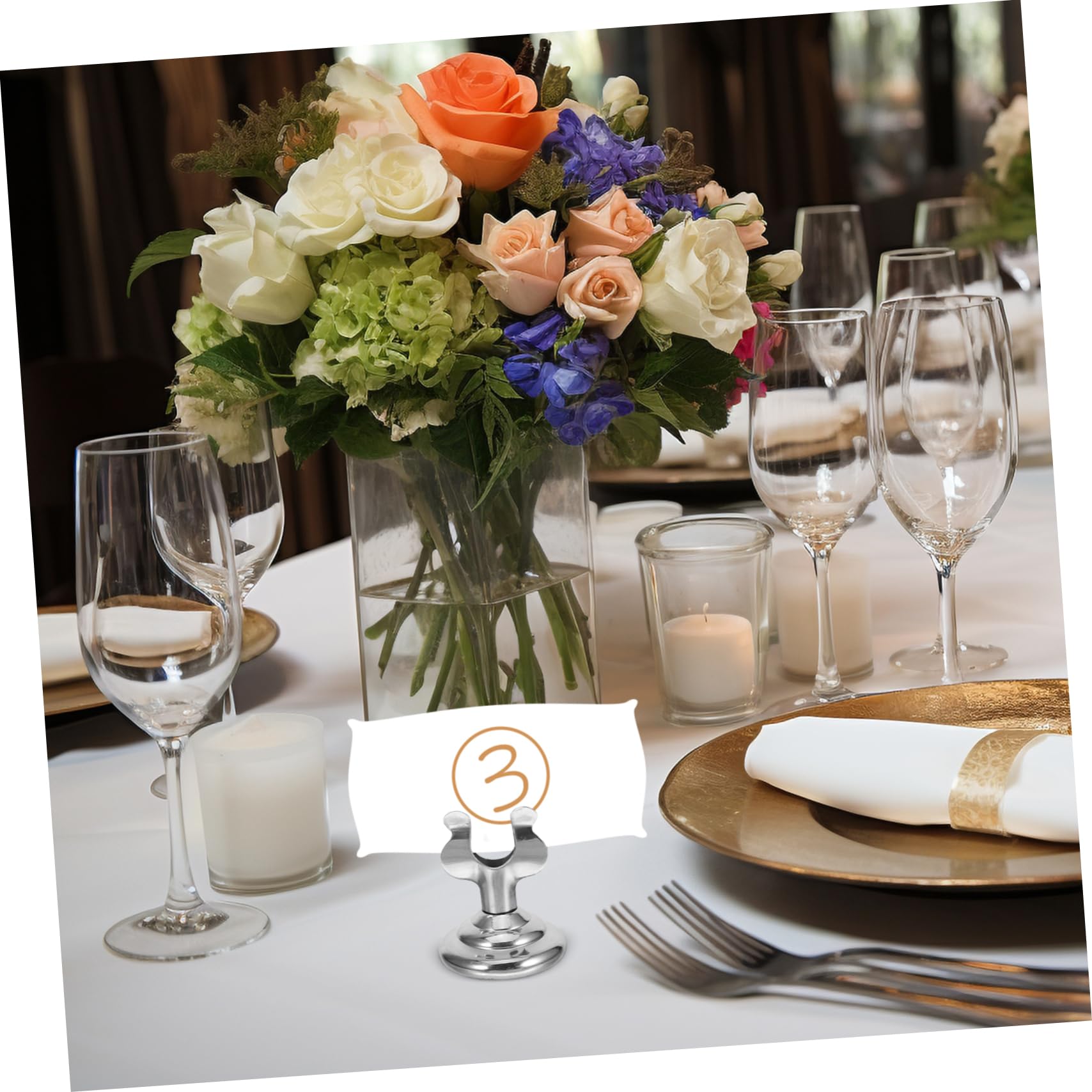 ARTIBETTER 3 Series Soporte De Menú Inoxidable Titular De Mesa Portátil Para Tarjetas Y Menús Para Restaurantes Bodas Y Fiestas 5 Piezas X 3
