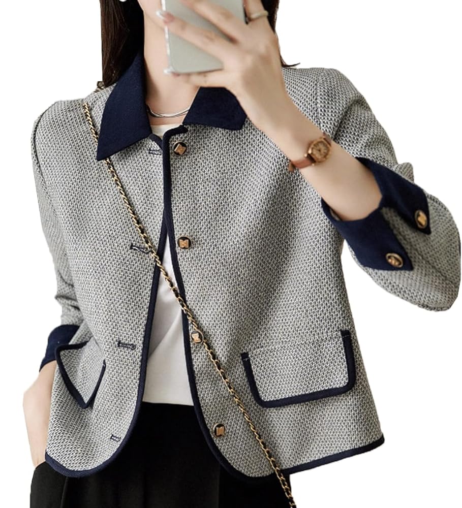 ネイビーバイカラーツイード ショートジャケット Kana様専用