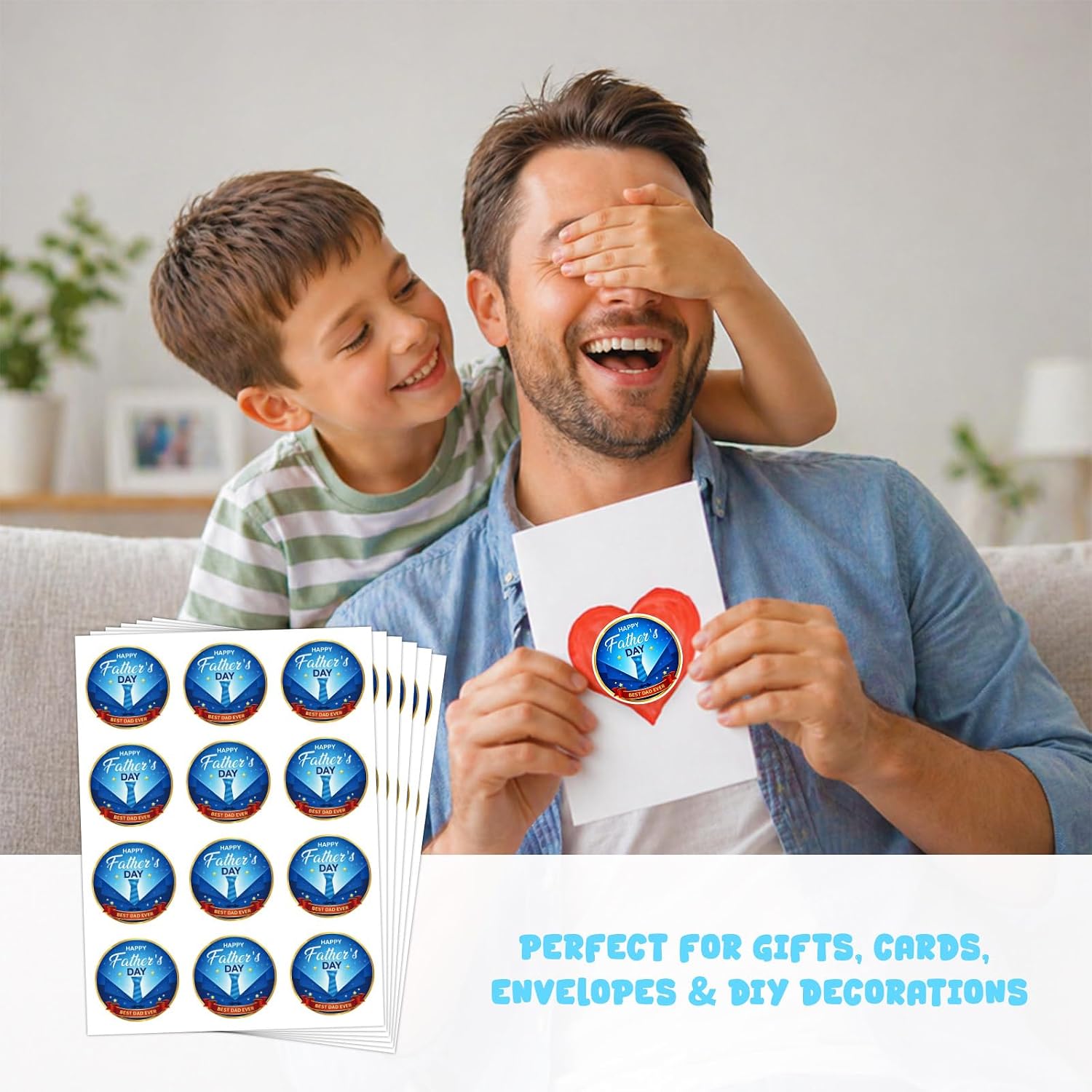 72Pcs Father's Day Stickers Gift - 2 Inch Happy Father's Day Stickers Fathers Day Seal Label Sticker Round Self-Adhesive Tie Best Dad Ever Thank You Gift Sticker for Envelope Cards image 4