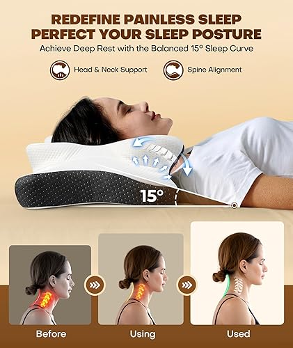 Miniatura 2 de Cozyplayer Almohada cervical para el cuello verdaderamente refrescante para aliviar el dolor, almohada ergonómica para dormir de lado para soporte
