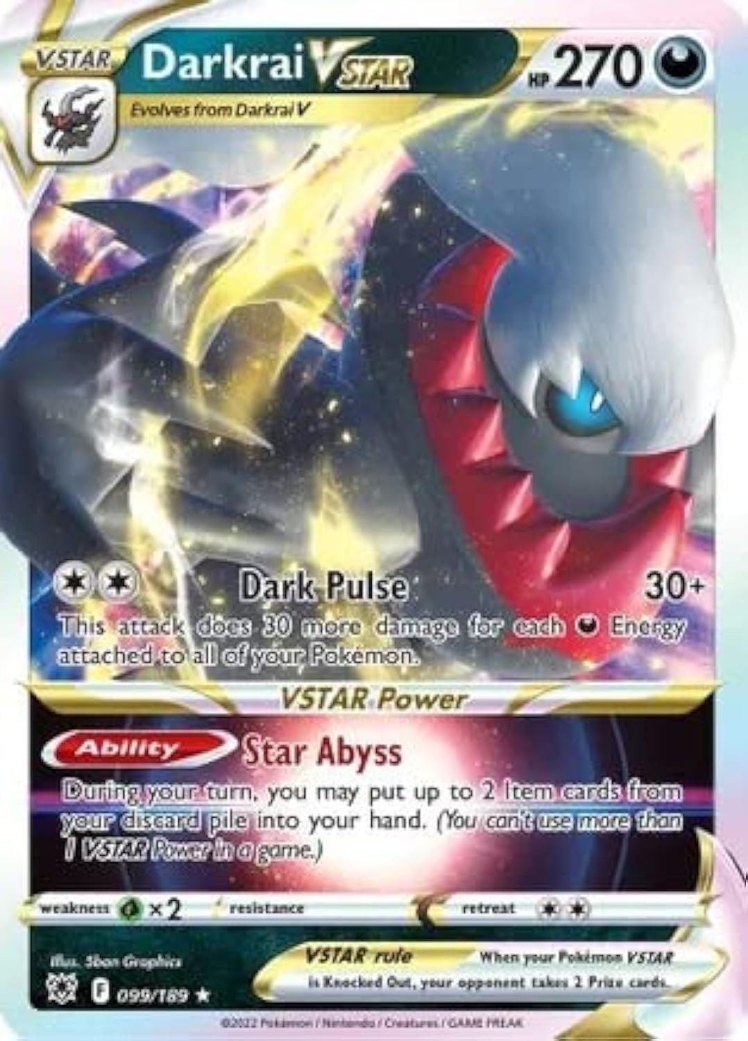 Pokemon Darkrai VSTAR - 099/189 - Ultra Rare - Sword & Shield - Astral Radiance