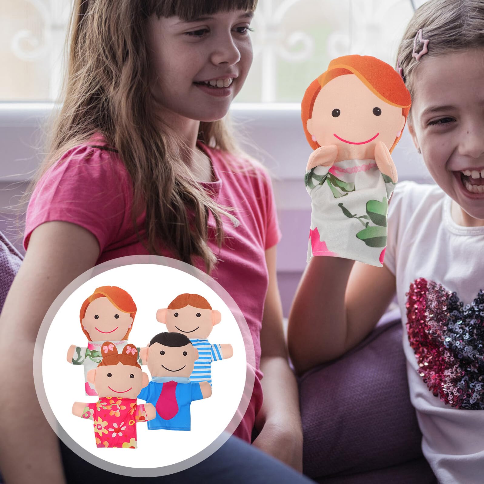 Gatuida Set Burattini a Mano Famiglia 4 Pezzi per Piccoli, Pupazzi di Peluche per Narrazione e Spettacoli Teatrali, Giochi di Ruolo e Intrattenimento Educativo