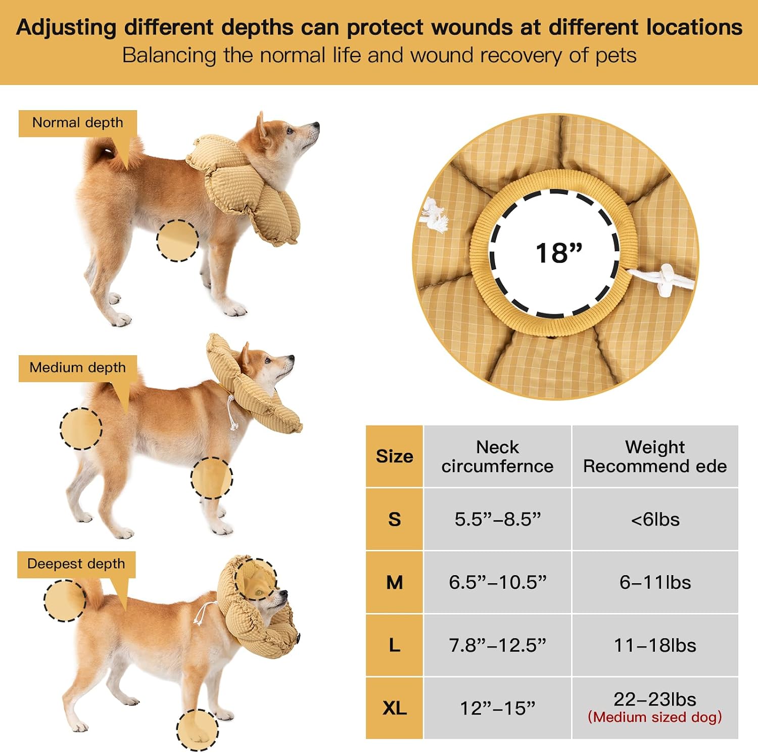 h hidream soft dog cones for medium dogs,cute adjustable cone for dogs to stop licking,dog recovery collars & cones that can protect head and foot wounds?daisy yellow all-season style xl yellow